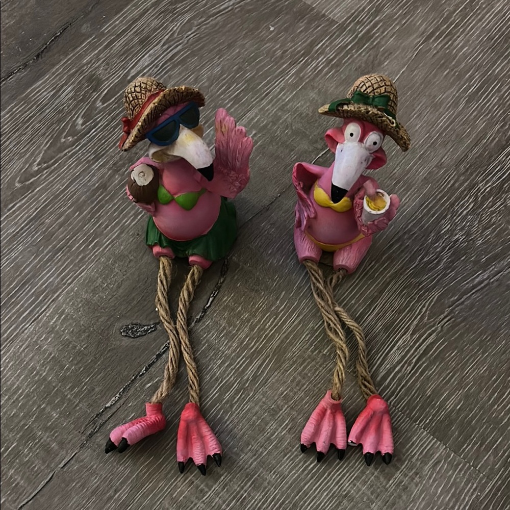 Tropical Flamingo Bird Figurines - Pink